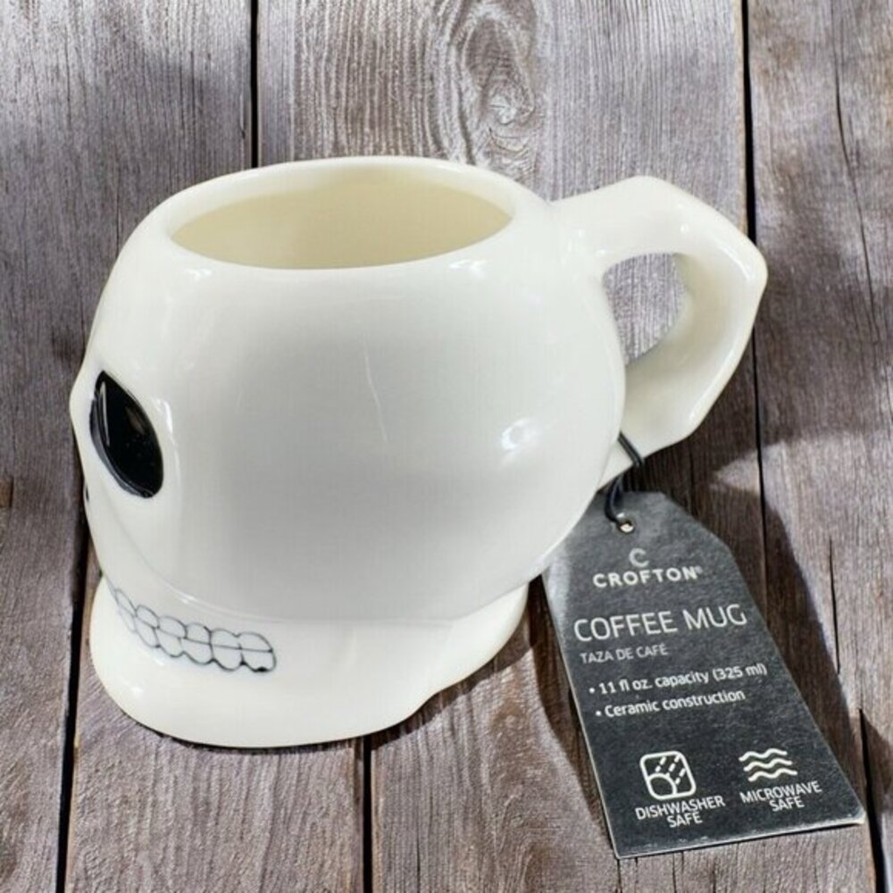 Crofton Stoneware Ceramic Skull Skeleton Coffee Mug Cup With Original Tag‎ 11oz
